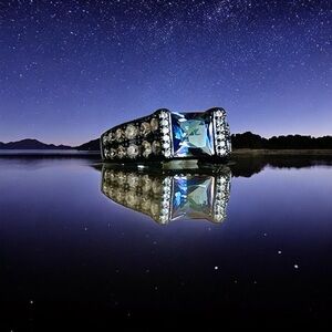 Midnight Mystic Topaz Women’s Ring Luxe CZ Black Rhodium Plated 8 Womens Rings